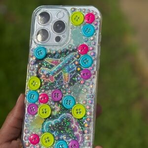 Colorful Custom Junk Button and Plane Design iPhone 16 Pro Max Case